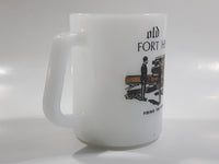 Vintage Federal Old Fort Henry, Kingston, Ontaro Firing The Cannon White Milk Glass Coffee Mug Cup Made in U.S.A. 1813-1891 The Citadel of Upper Canada