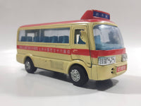 1999 Tsuen Wan No. 8 Toyota Coaster Public Light Bus 16 Seats Cream and Red Pullback Motorized Friction Die Cast Toy Car Vehicle with Opening Doors