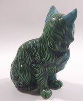 Dark Green Blue Glazed 5 3/8" Tall Ceramic Cat Ornament