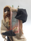 Rabbi Holding Pink Torah with Star of David on it 7" Tall Religious  Figurine
