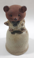 Bear Sitting On Top Of Bell 5 1/4" Tall Stoneware Bell Ornament