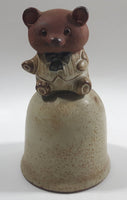 Bear Sitting On Top Of Bell 5 1/4" Tall Stoneware Bell Ornament