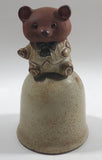 Bear Sitting On Top Of Bell 5 1/4" Tall Stoneware Bell Ornament