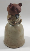 Bear Sitting On Top Of Bell 5 1/4" Tall Stoneware Bell Ornament