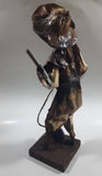 Mexican Folk Art Man with Pig Paper Mache 11 3/4" Tall Figure On Wood Base