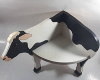 Black and White Dairy Cow Shaped Painted Wood Corner Wall Shelf