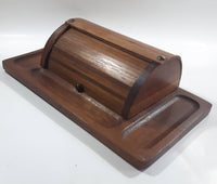 Vintage Cheese Bread Butter Wood Roll Top Box