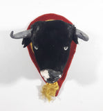 Fabric Covered Bull Head Chalkware Wall Mount Hanging