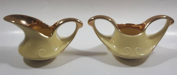 Vintage Mid Century Embossed Design Yellow and Gold #70 Tea Creamer and #71 Sugar Bowl Set