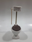 Miniature Vintage Style White Ceramic Toilet with Pull Chain Tank 4.75 Inch Tall