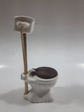 Miniature Vintage Style White Ceramic Toilet with Pull Chain Tank 4.75 Inch Tall