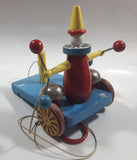 Brio Blue Red Yellow Clown Ringing Bells Vehicle Pull String Toy Missing Front Wheels