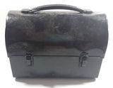 Vintage Black Dome Top Tin Metal Lunch Box