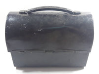 Vintage Black Dome Top Tin Metal Lunch Box