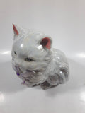 Cute Cat Hand Painted Mother of Pearl Iridescent Paint 6 1/2" Tall Ceramic Coin Bank