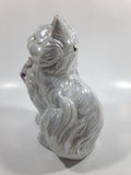 Cute Cat Hand Painted Mother of Pearl Iridescent Paint 6 1/2" Tall Ceramic Coin Bank