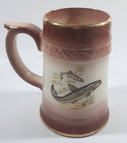 Vintage Gold Trimmed Rainbow Trout Fish Themed Ceramic Pottery Beer Stein Mug