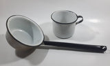Antique Ladle Scooping Pot and Mug Cup Enamel Metal Set