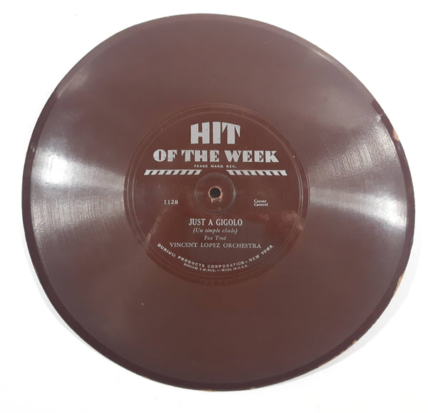 Vintage Hit Of The Week 1128 Just A Gigolo (Un simple chulo) Fox Trot Vincent Lopez Orchestra Thin Cardboard Paper Record Durium Products Corporation New York Advertising Sample