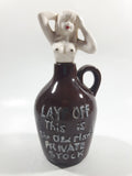 Vintage LAY OFF This is the Old Man's Private Stock Topless Woman Whisky Jug Decanter Pottery Bottle