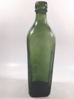 Vintage 10" Tall Dark Green Glass Bottle