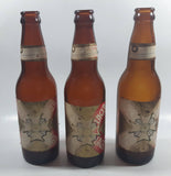Vintage 9" Tall Lucky Lager Extra Dry Beer Amber Brown Glass Bottle Set of 3 - Faded
