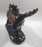 Vintage Drip Glaze Dark Brown Moose Pottery Sculpture