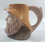 Vintage Toby Style Fisherman Face Ceramic Pottery Stein Mug Cup with Fish Handle