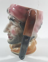 Vintage Toby Style Pirate Face Ceramic Pottery Stein Mug Cup with Pistol Gun Handle 5" Tall