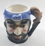 Vintage Toby Style Pirate Face Ceramic Pottery Stein Mug Cup with Pistol Gun Handle 5 1/4" Tall Made in Japan