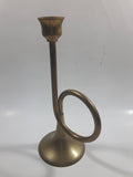 Vintage Trumpet Shaped Brass Metal Candle Holder 8" Tall