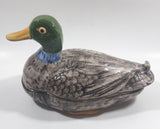 Vintage Hand Painted Mallard Duck Ceramic Pottery Trinket Box Dish with Lid 9" Long