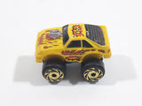 1987 Road Champs 1980s Ford Mustang Yellow Micro Mini Die Cast Toy Car Vehicle