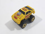 1987 Road Champs 1980s Ford Mustang Yellow Micro Mini Die Cast Toy Car Vehicle