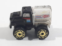 1987 Road Champs Oil Tanker Fuel Truck Black White Micro Mini Die Cast Toy Car Vehicle