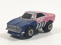 1987 Galoob Micro Machines Dodge Charger Blue Pink Micro Mini Die Cast Toy Car Vehicle