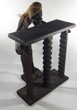 African Style or Indonesian Style Hand Carved Wood CD Compact Disc Holder Shelf With Woven Rope Hair