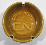 Vintage Compliments CN Rail Tan Brown Stoneware Pottery Ash Tray