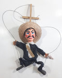 Vintage Mexican Mariachi Style Marionette Puppet with Sombrero and Gun with Wood Handle 14-15"