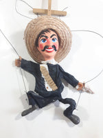 Vintage Mexican Mariachi Style Marionette Puppet with Sombrero and Gun with Wood Handle 14-15"