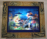 Coral Reef with Swimming Dolphins, Sharks, Turtles Light Up Aquarium Animated Rotating Motion Lamp Wall Hanging 13" x 15"