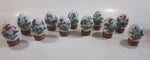 Vintage Unicorn Themed 11 Porcelain Eggs With Wooden Stands + 5 Extra Stands