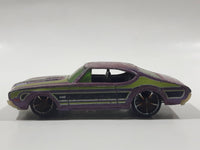 2009 Hot Wheels Muscle Mania Olds 442 Purple Die Cast Toy Car Vehicle