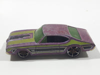 2009 Hot Wheels Muscle Mania Olds 442 Purple Die Cast Toy Car Vehicle