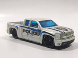 2012 Hot Wheels HW Main Street Chevy Silverado Police Truck White Die Cast Toy Car Vehicle