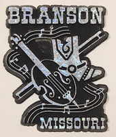 Branson, Missouri Country Music Guitar Cowboy Boot and Music Note Themed 2" x 2 1/2" Black Rubber Fridge Magnet