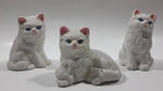 Set of 3 White Ceramic 3" Tall Cat Figurines