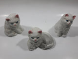Set of 3 White Ceramic 3" Tall Cat Figurines