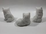 Set of 3 White Ceramic 3" Tall Cat Figurines