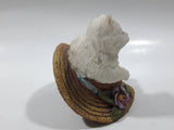 White Cat On A Hat Resin Figurine 2 3/4" Tall